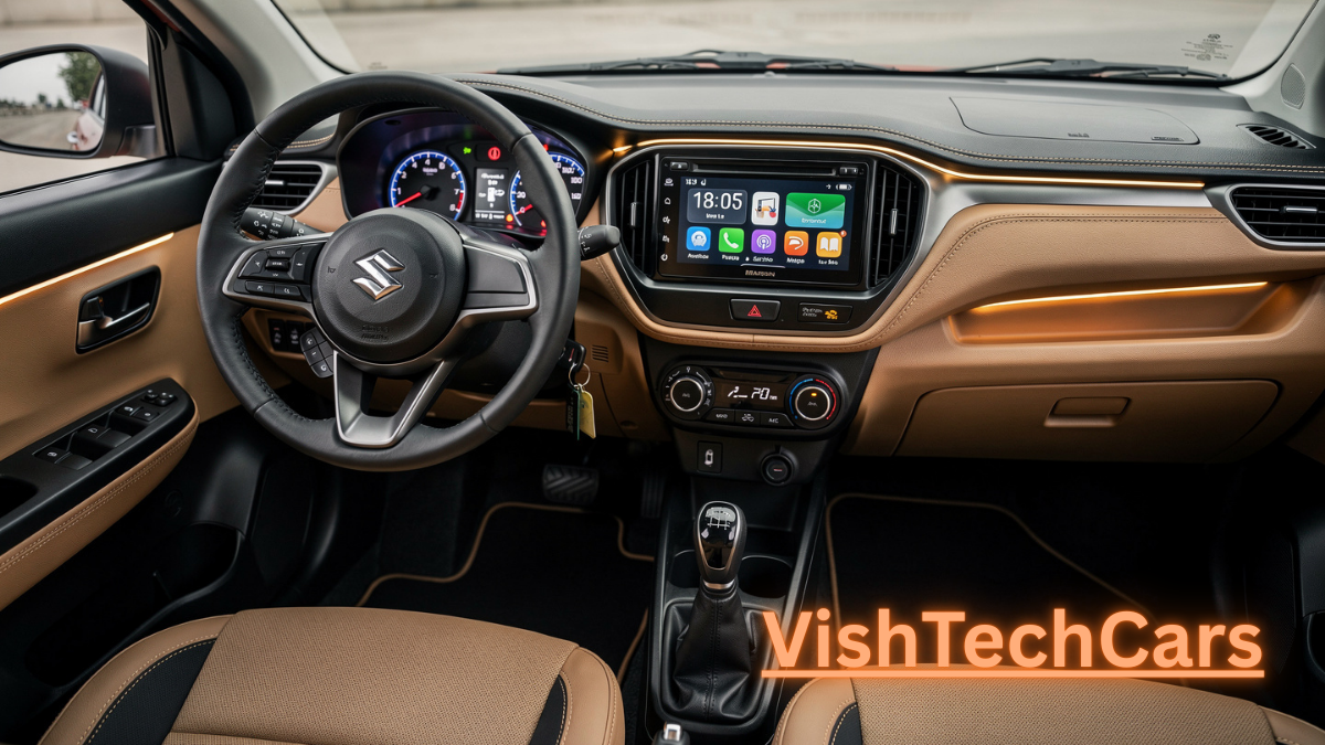 Premium interior dashboard of Maruti Alto 2026 featuring touchscreen and dual-tone theme.