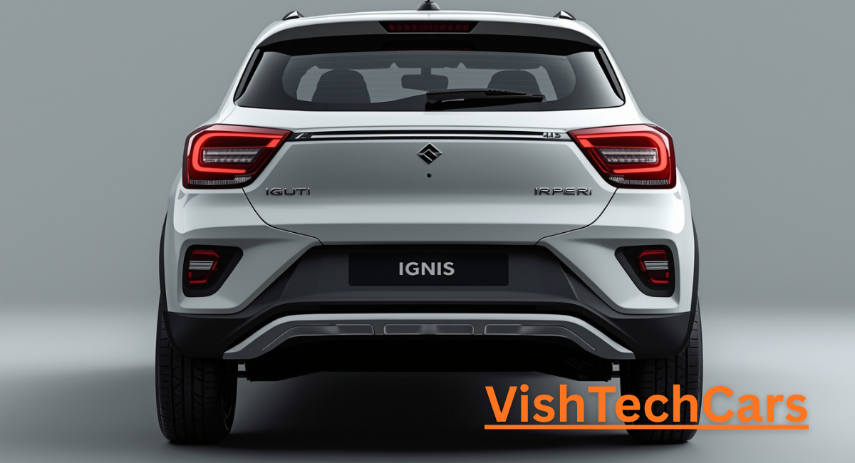 Rear view of 2026 Maruti Ignis showing new LED tail lamps and bumper.