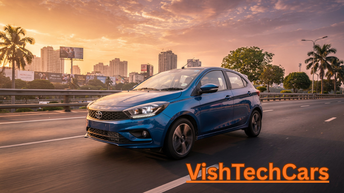 Tata Tiago front look blue color